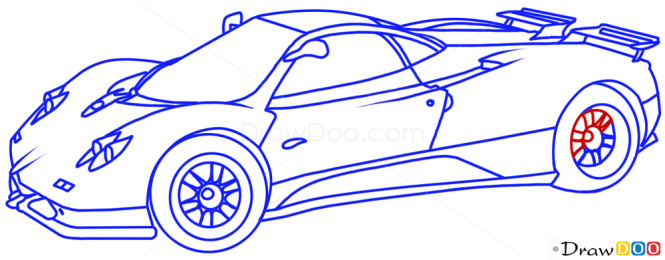 How to Draw Pagani Zonda C12, Supercars