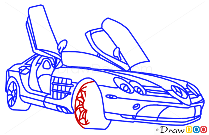 How to Draw Mercedes-Benz SLR McLaren, Supercars