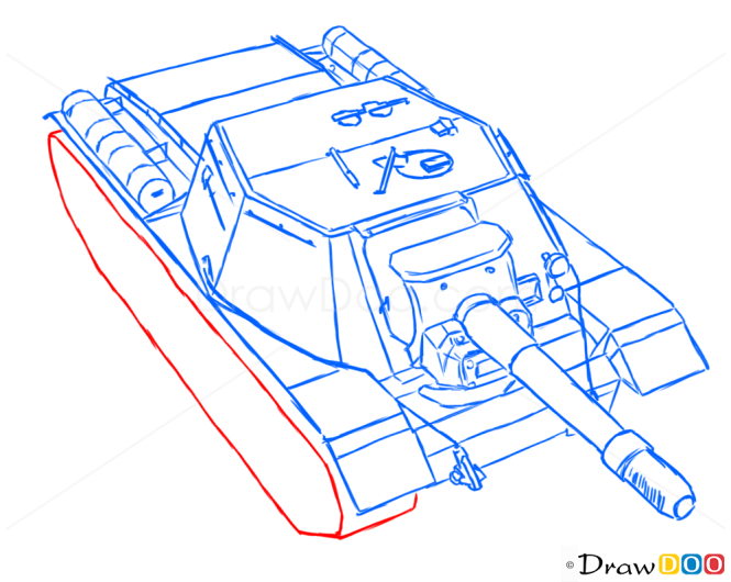 How to Draw Assault gun, SU-152, Tanks