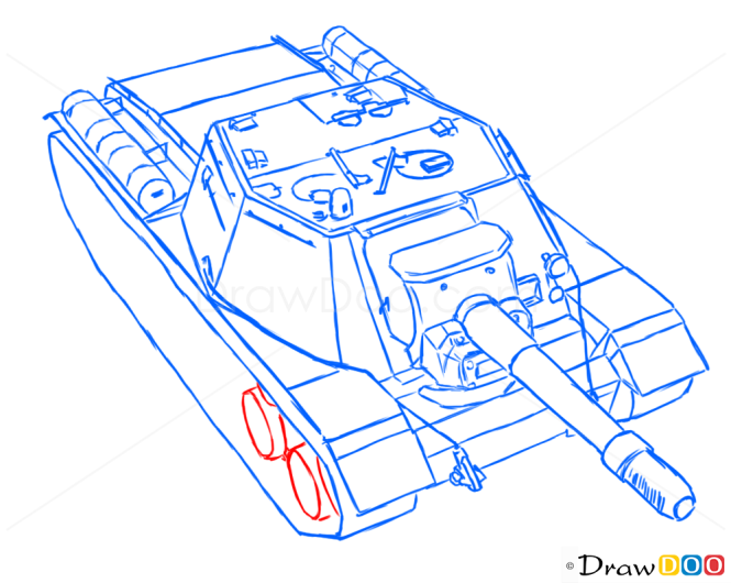 How to Draw Assault gun, SU-152, Tanks