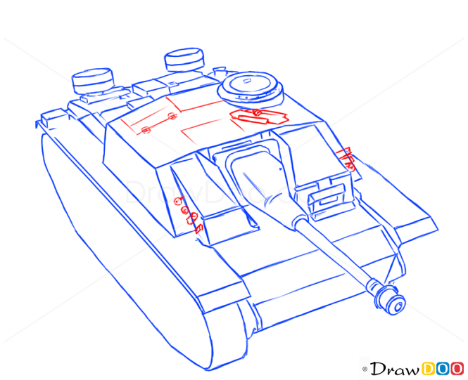 How to Draw Assault gun, StuG III, Tanks
