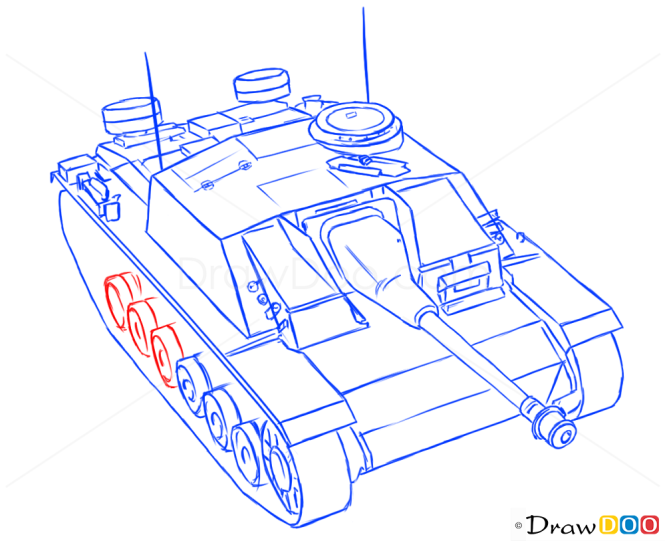 How to Draw Assault gun, StuG III, Tanks