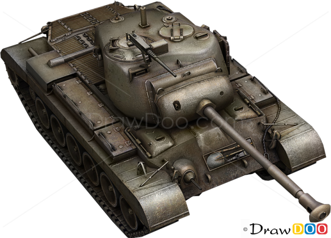 How to Draw Medium Tank, M46 Patton, Tanks