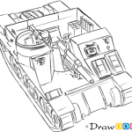 How to Draw Assault Gun, M7 HMC Priest, Tanks