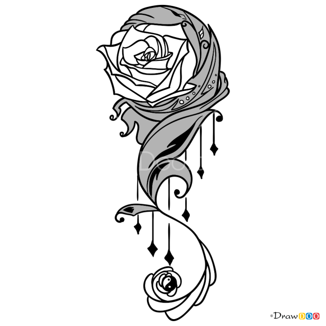 How to Draw Rose Design, Tattoo Flowers