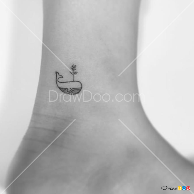 How to Draw Adorable Whale, Tattoo Minimalist