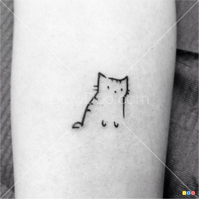 How to Draw Cute Cat, Tattoo Minimalist