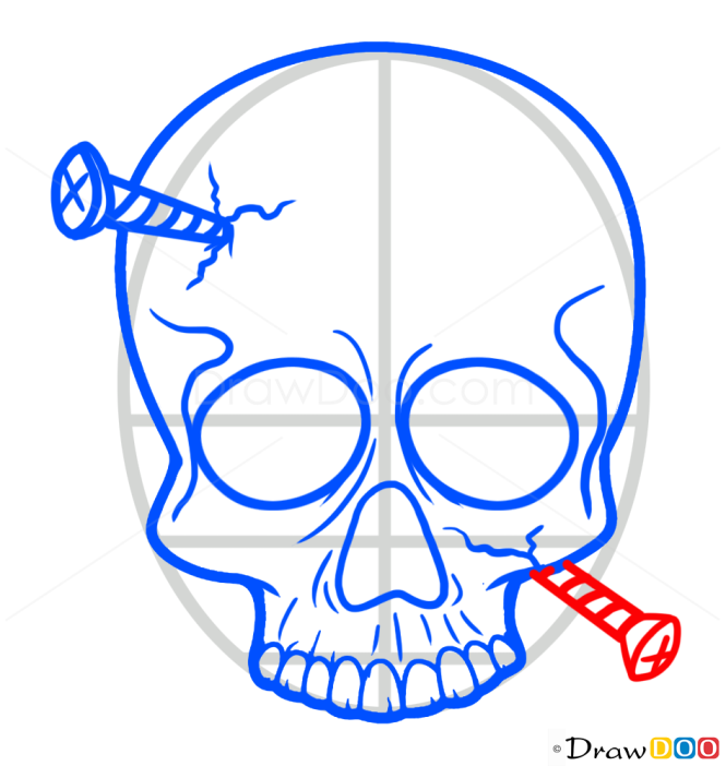How to Draw Skull with nails, Tattoo Skulls