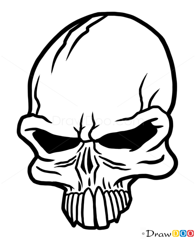 How to Draw Punk Skull, Tattoo Skulls