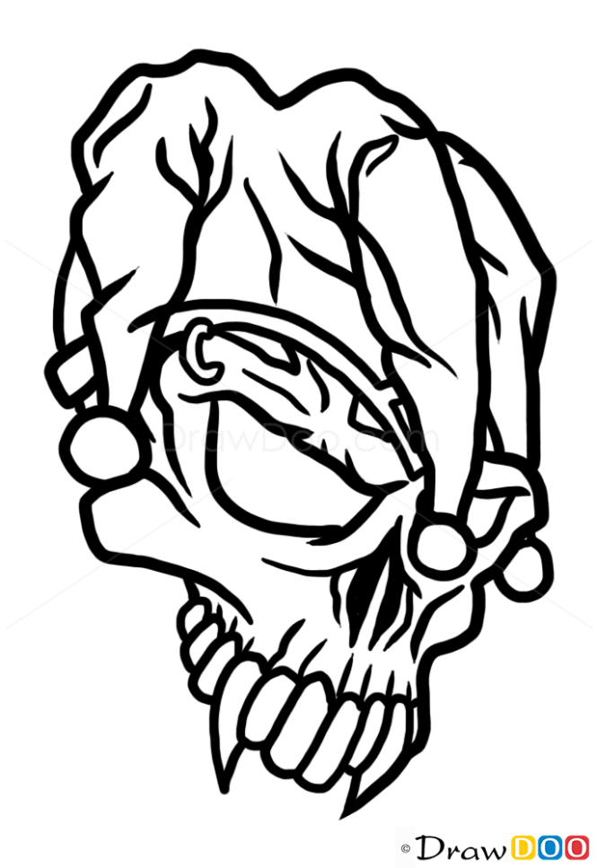 How to Draw Jester Skull, Tattoo Skulls
