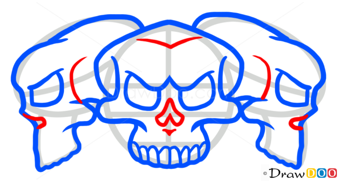 How to Draw Triple Skull, Tattoo Skulls