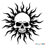 How to Draw Sun Skull, Tattoo Skulls