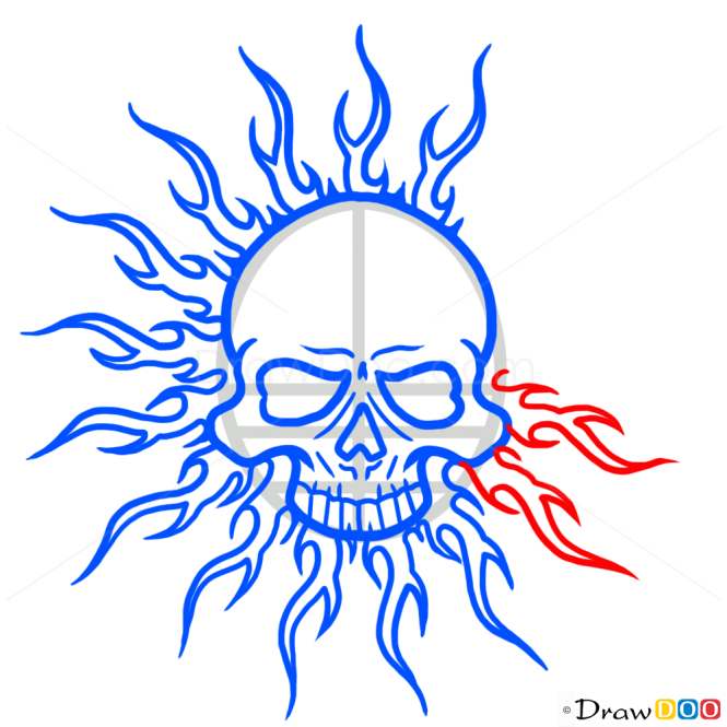 How to Draw Sun Skull, Tattoo Skulls