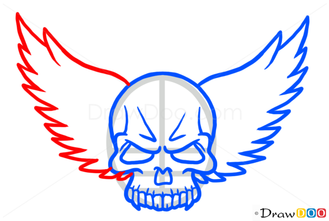 How to Draw Wings Skull, Tattoo Skulls
