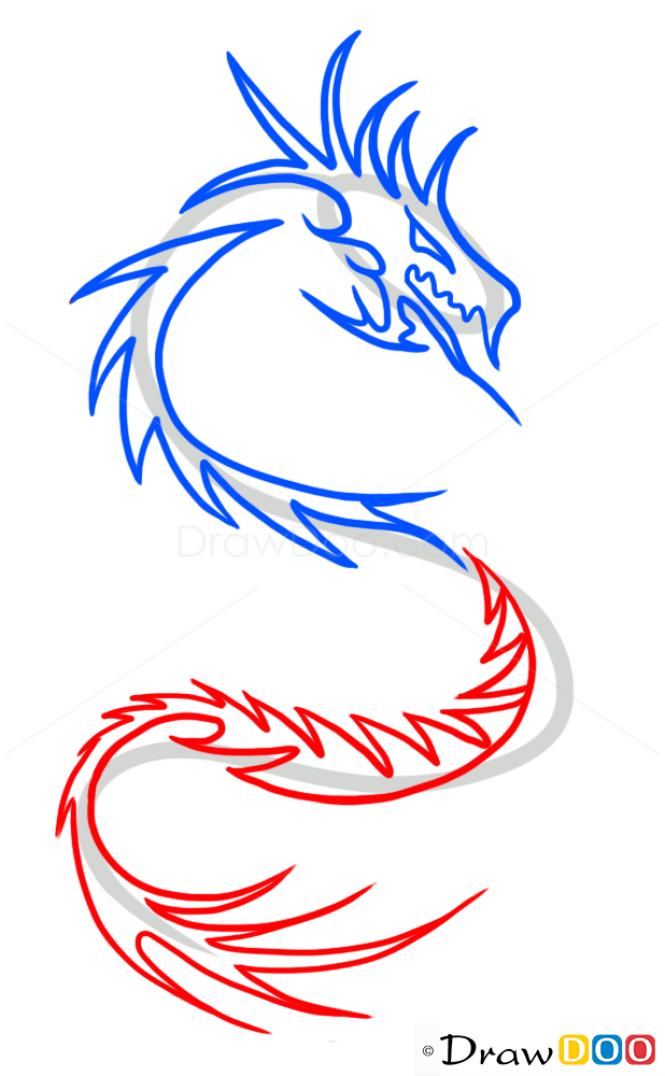 How to Draw Chinese Dragon, Tribal Tattoos