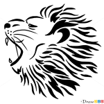 How to Draw Roaring Lion, Tribal Tattoos