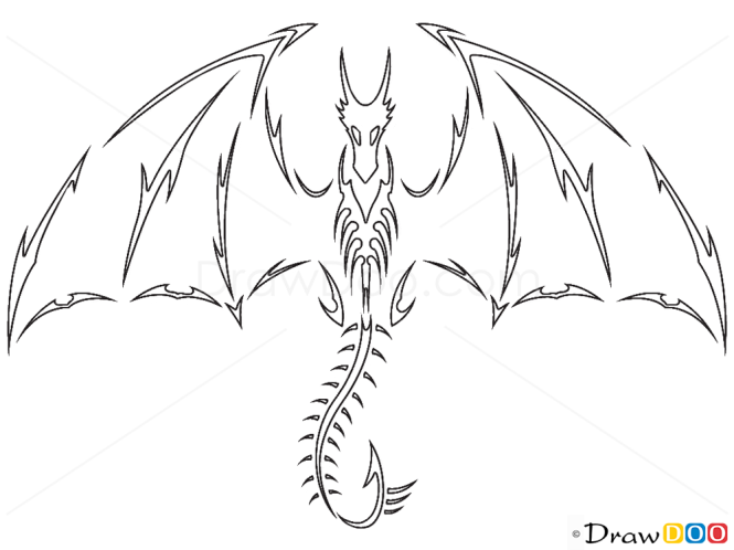 How to Draw Flying Dragon, Tribal Tattoos