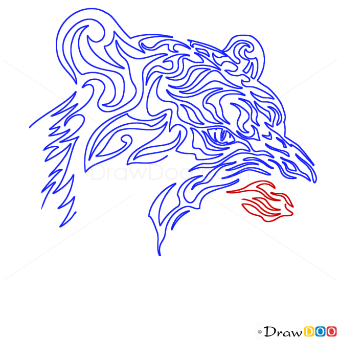 How to Draw Growling Tiger, Tribal Tattoos