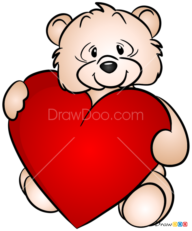 How to Draw Bear with Heart, Valentines