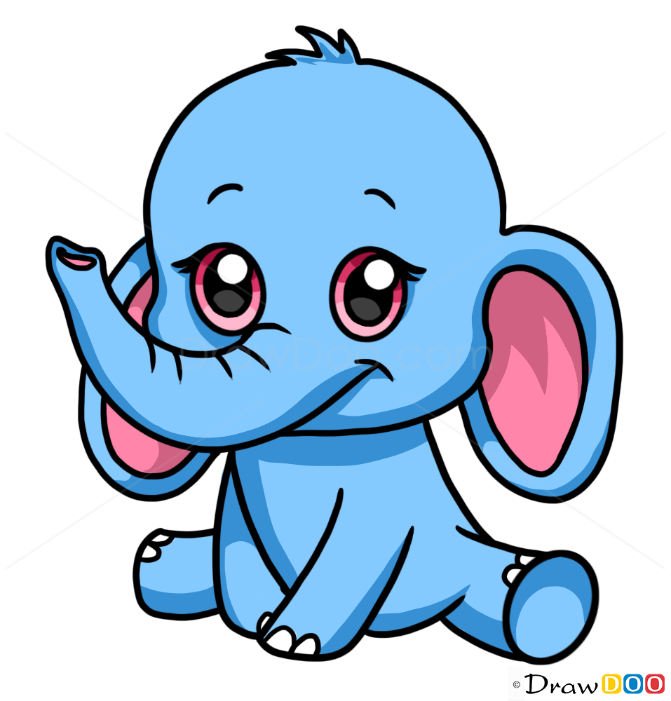 Cute elephant drawing, How to Draw Cute Anime Animals
