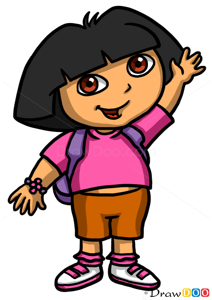 How to Draw Dora, Cartoon Characters How to Draw, Drawing Ideas, Draw