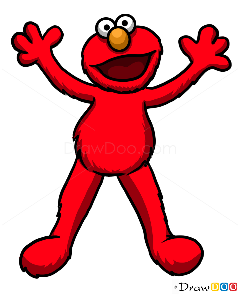 How to Draw Elmo, Cartoon Characters How to Draw, Drawing Ideas, Draw