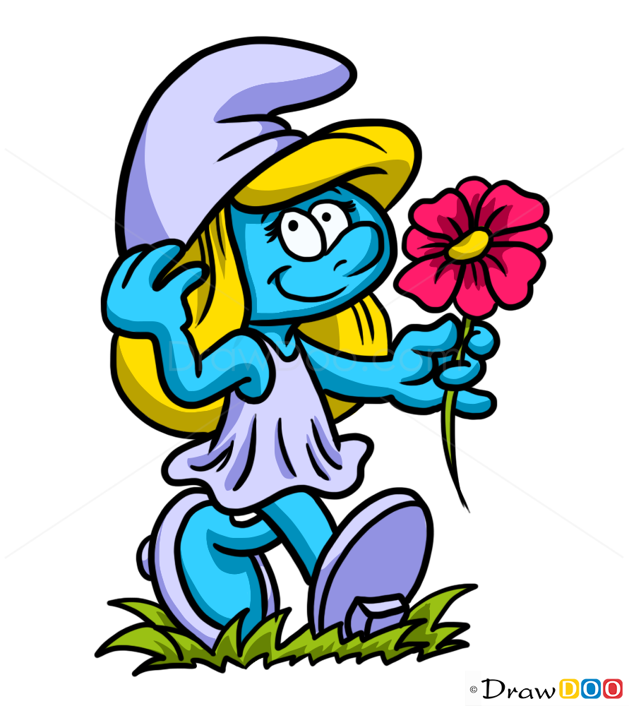 How to Draw Smurfette, Cartoon Characters - How to Draw, Drawing Ideas
