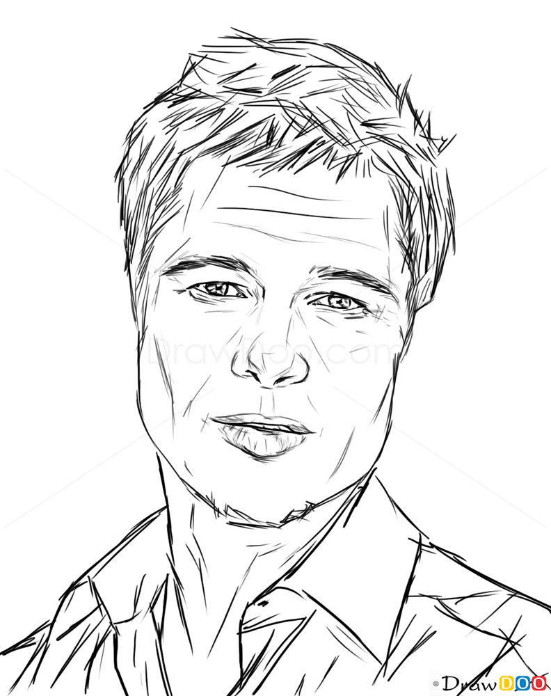How to Draw Brad Pitt, Celebrities How to Draw, Drawing Ideas, Draw