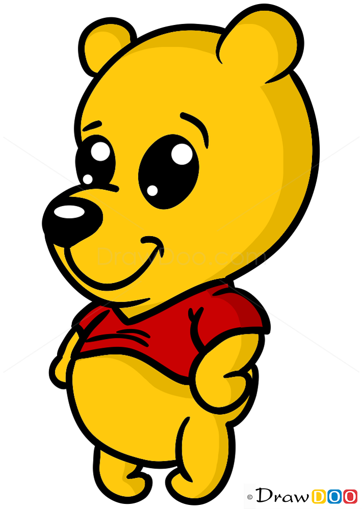 How to Draw Winnie the Pooh, Chibi - How to Draw, Drawing Ideas, Draw