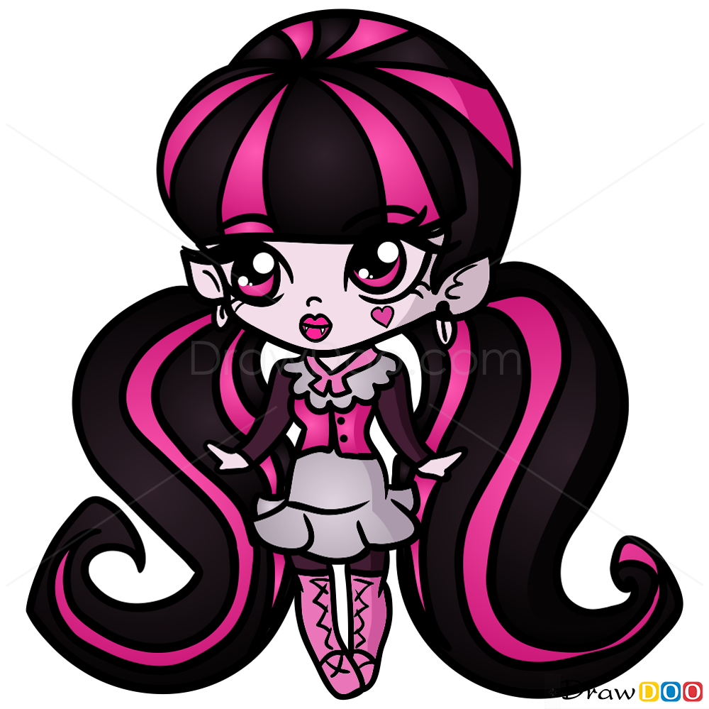 How to Draw Draculaura, Chibi How to Draw, Drawing Ideas, Draw