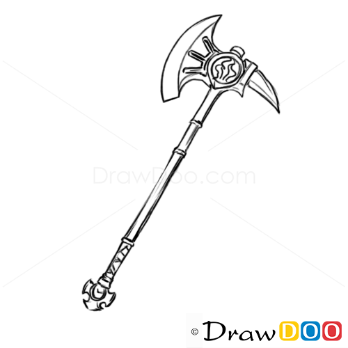 How to Draw War Axe, Cold Arms - How to Draw, Drawing Ideas, Draw
