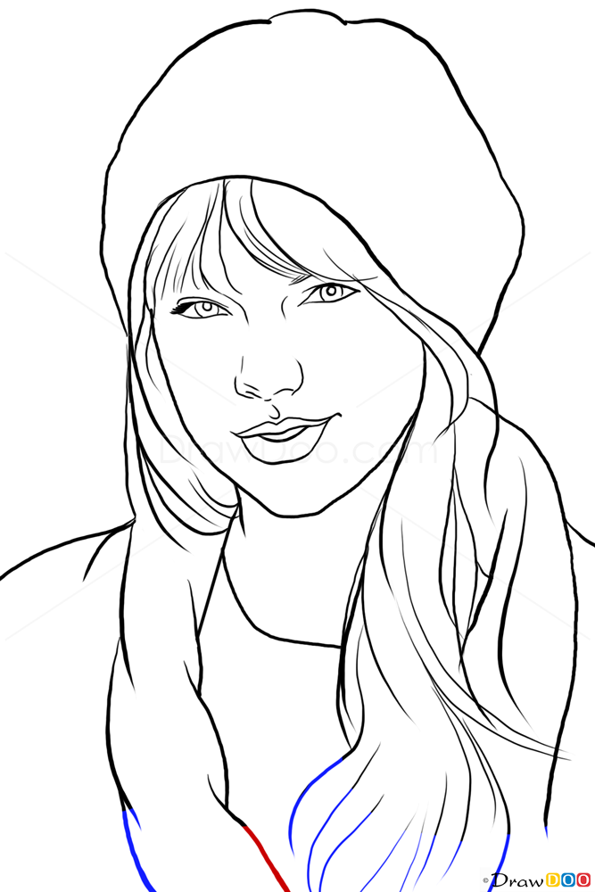 How to Draw Taylor Swift, Famous Singers - How to Draw, Drawing Ideas