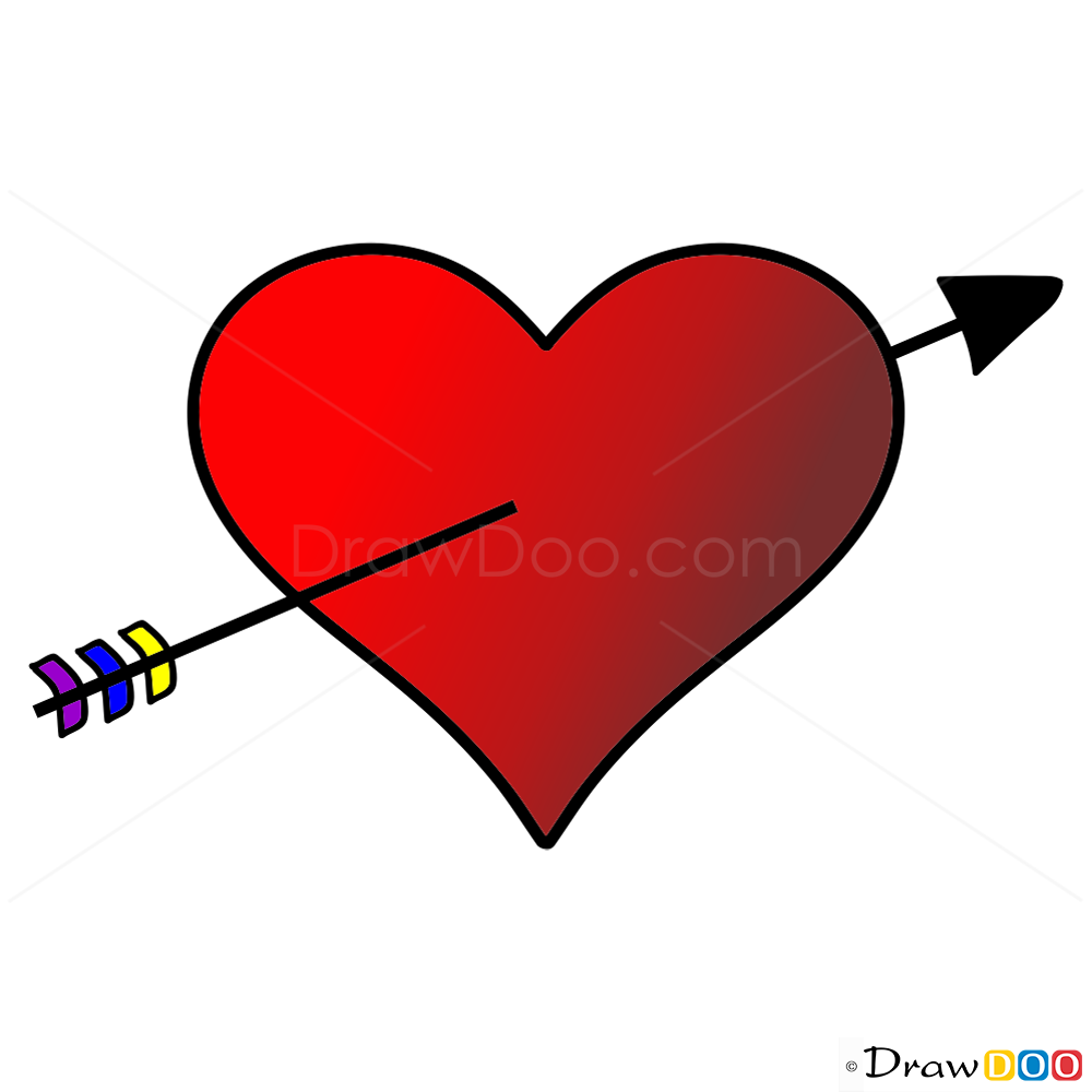 heart and arrow sketch