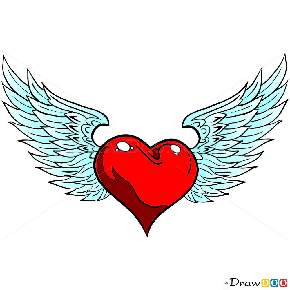 How To Draw A Graffiti Heart With Wings