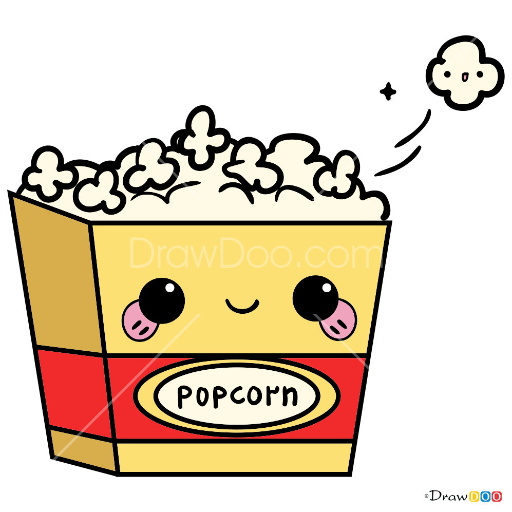 How To Draw Popcorn Kawaii
