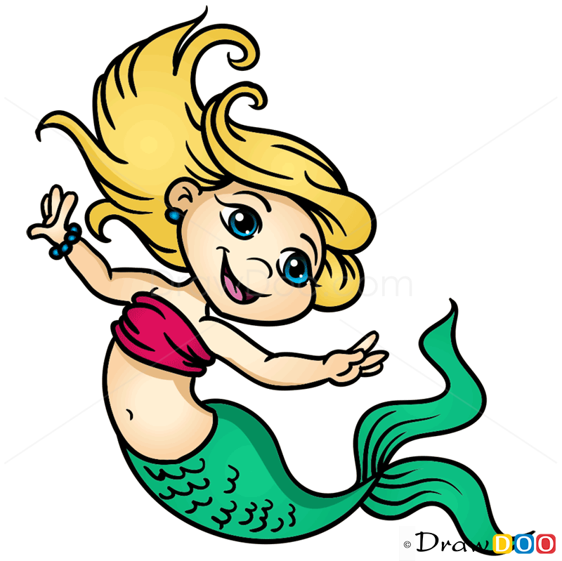 How to Draw Cartoon Mermaid, Mermaids