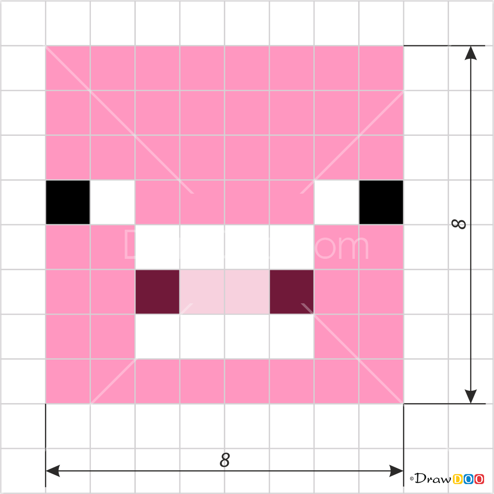 How To Draw Pig Face Pixel Minecraft
